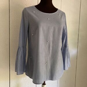 Apt 9 Striped Blouse w/ Pearls Size XS